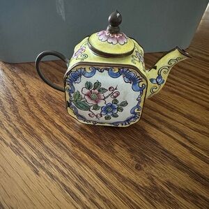 Floral Yellow and Blue Teapot